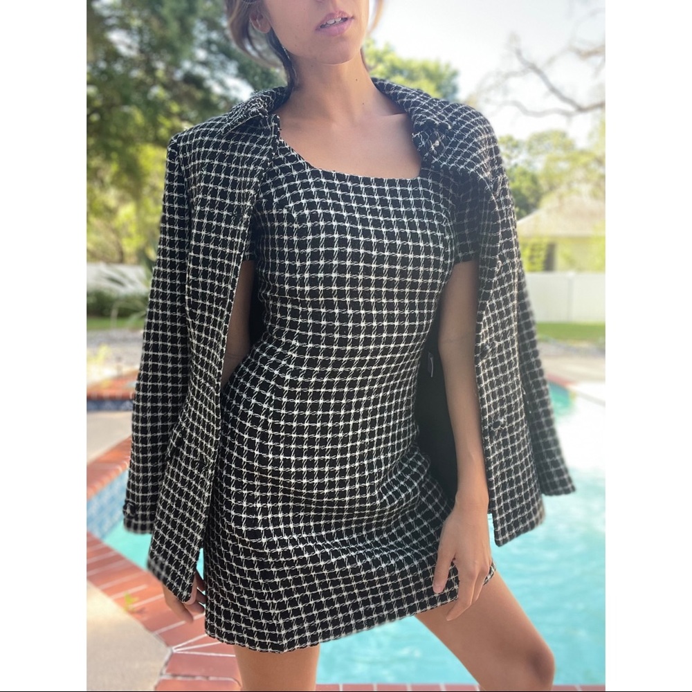 Versace 1990s Medusa Head Two Piece Tweed Dress & Jacket Set